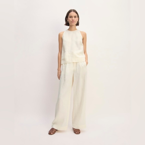 Everlane THE LINEN WAY-HIGH DRAPE PANT - Size 0 - Bone - 100% Linen - Picture 2 of 14